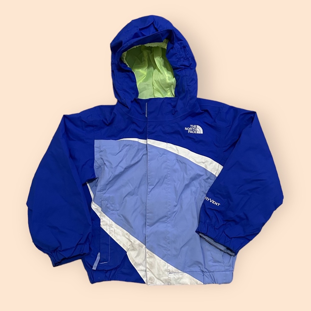 The North Face Toddler HyVent Hooded Jacket Blue White Green Size 3T - Picture 1 of 10